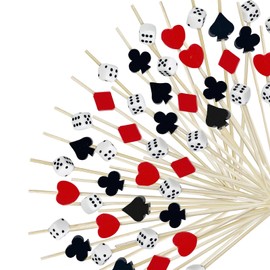 200Pcs Casino Cocktail Picks,4.7 Inch Decorative Dice Poker Cocktail Toothpicks for Las Vegas Night Decorations Casino Themed Party Supplies