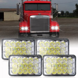 SJMYXCLW 4Pcs 4x6" LED Headlight Sealed Hi/Lo Beam Fog Light For Freightliner FLD120 112