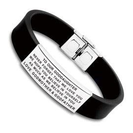 FALOGIJE Inspirational Letters to Our/My Goddaughter I Hope You Believe Bracelet Godchild Baptism Gifts from Godparents