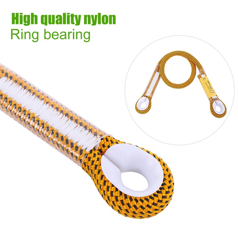 60/120/150cm Outdoor Survival Climbing Safety Rope with Ring Bearing(Yellow 60cm)