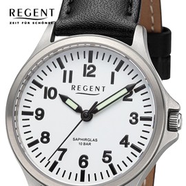 REGENT 3287.90.19 Women's Watch Titanium with Leather Strap Analogue 10 ATM Sapphire Glass, Leather strap white, Strap.