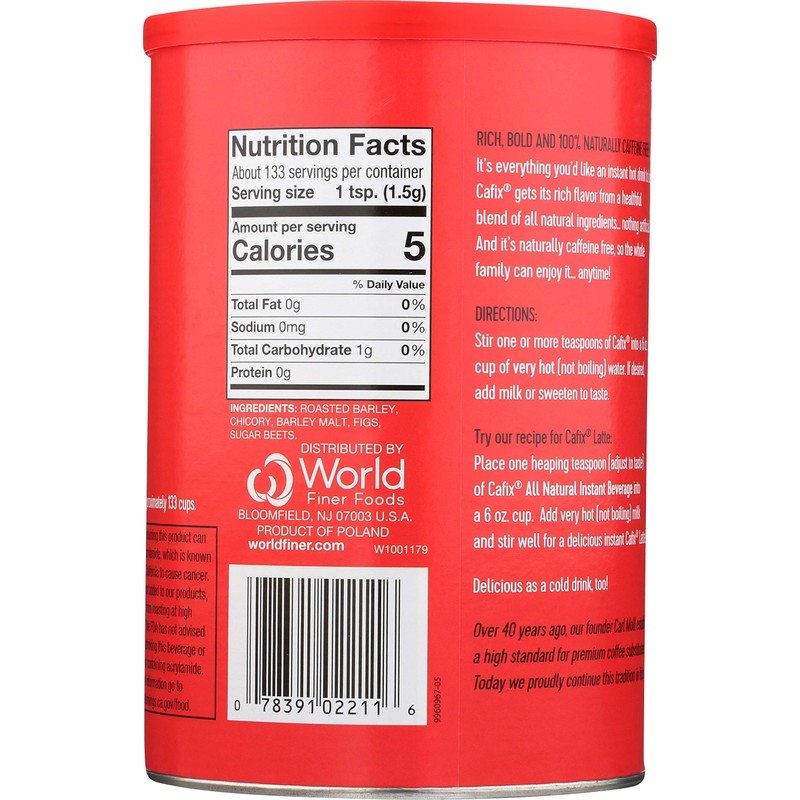 Cafix Caffeine-Free All-Natural Instant Coffee Substitute, 7.05-oz. Packages (Pack of