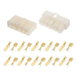 A ABSOPRO 10 Pin Car Electrical Wire Connector Plug Kits Waterproof 6.3 Series Male Female Cable Terminal Housing Plastic Copper Beige