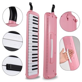 37 Keys Melodica Instrument Melodica Air Piano Keyboard with 2 Soft Blow Pipe 2 Blowing Nozzles Melodica Wind Instruments with Carrying Bag for Beginners Adults Gift
