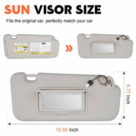 Gray Passenger Right Side Sun Visor Replacement Compatible with Nissan Murano 2009 2010 2011 2012 2013 2014 with Light Replace 96400-1AA1B