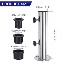 PATIKIL Patio Umbrella Base, Stainless Steel Outdoor Umbrella Stand Deck Mount Umbrella Holder, Windsock Pole Base Bracket for Outside Deck Backyard Balcony