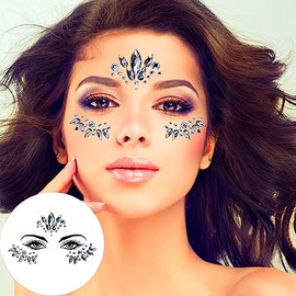 luoshaPUCY Gesicht Edelsteine Temporäre Tattoos, Glitzer Schmucksteine Gesicht Selbstklebend Juwelen Kristalle Strasssteine Temporäre Tattoos für Karneval Schminke, Musikfestival, Parties (Typ47)