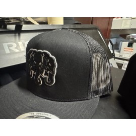 Flat Bill 3 Headed Elephant Hat Black Trucker Snap - Laos Asian Sabaidee Cambo AAPI