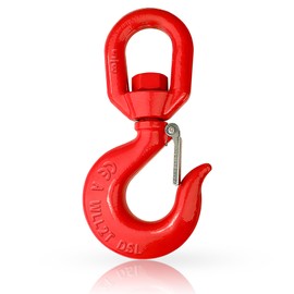 SCIEO 2 Ton Swivel Hook for Lifting-Heavy Duty Crane Hook Swivel Lifting Hook with Safety Latch, Rotatable Grade 80 Hoist Hook Swivel Rigging Hook with 4409 lbs Load Capacity for Crane Lifting