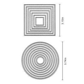 Metal 8 PCS Geometric Round Cutting Dies,7 PCS Geometric Square Die Cuts Embossing Stencils Template Mould for Card Scrapbooking and DIY Craft Album Paper Card Decor