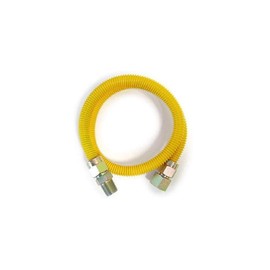EZ-Fluid 36" S.S Corrugated Yellow Epoxy Coated 3/4"MIP x 3/4"FIP(5/8"OD) Gas Flex,Flexible Natural Gas Connector Hose Supply Line For Gas Pipe,Hot Water Heater,Range,Dryer,Stove,Grill (2)