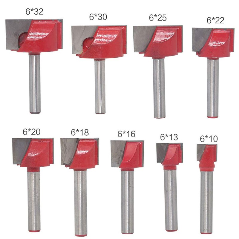 9Pcs/Set T-Slot Cutter, 6mm Shank Bottom Cleaning Bit CNC Router