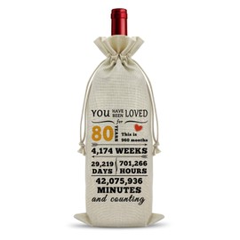 Turning 80th Birthday Gifts for Women Wine Bag for Wine Lovers Mum Dad 80 Year Old Gifts Happy 80th Present for Grandparents Best Friends Turning 80 Present Birthday Party Decor