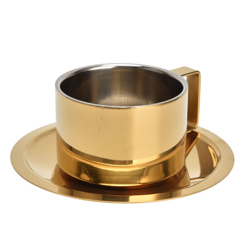 Coffee Cup Gold Fashionable Design Wearable Convenient Practical Stainless Steel