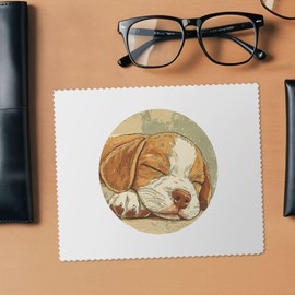 2 x 'Sleeping Puppy' Microfibre Lens/Glasses Cleaning Cloths (LC00031987)