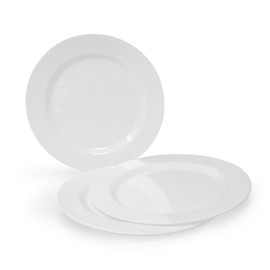" OCCASIONS" 840pcs set (120 Guests)-Heavyweight Wedding Party Disposable Plastic Plate Set-120 x 10.5'' + 120 x 6.25'' +Silverware+Cups+Napkins (Plain White)