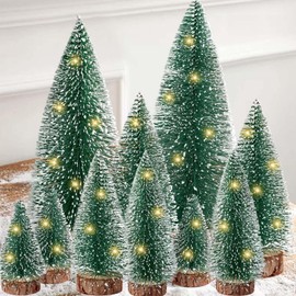 Christmas Decorations Indoor 10pcs Mini Christmas Tree Christmas Decor with 4 Sizes Artificial Table Top Xmas Tree Bottle Brush Trees Green
