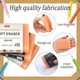 Outus 3 Gomas de Borrar Blandas Extragrandes 4B Borrador de Lápiz de Grafito 4B de 3 x 2 Pulgadas Borrador Bajo en Polvo Borrador de Arte de Cubo de Bloque Naranja para Dibujar Escribir