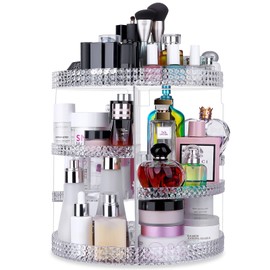 Awenia Makeup Organizer 360-Degree Rotating, Adjustable Makeup Storage, 7 Layers Large Capacity Cosmetic Storage Unit, Fits Different Types of Cosmetics and Accessories, Plus Size(Acrylic Clear)