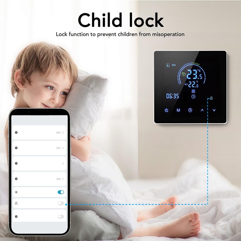 Smart Thermostat, LCD Touch Screen Programmable Digital Thermostat for Electric
