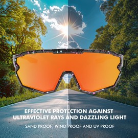 GIEADUN Polarized Sunglasses Cycling Glasses for Adult and Youth Men Women Protection Eyewear Goggles for Baseball (Black Red, youth)