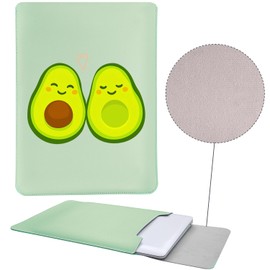 MAYCARI Slim Green Waterproof Laptop Sleeve Bag 15 Inch-15.4 Inch, Light Weight Fuax Leather Protective Laptop Sleeve Case, Cute Avocado Print 15 Inch-15.4 Inch Case for Girls Women Boys