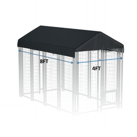 8' x 4' Replaceable Dog Kennel Cover 420D Heavy Duty Waterproof Dog Kennel Canopy Cover - Black (Includes cover only)