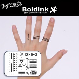 Boldink Temporary Tattoo Stickers, henna finger tattoos, small design tattoos, 15-day tattoo stickers, waterproof and non-reflective semi-permanent tattoos（Arrow geometric pattern）