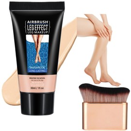 Leg Makeup Waterproof and Brush Bundle- Full Coverage Concealer for Legs and Body,Tattoo Cover Up Makeup, Bruise and Scar Concealer, Lightweight, Sweat Proof, Non Transfer, Easy to Apply (1#)