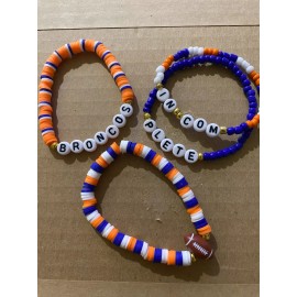 Unbranded Denver Broncos Men's  4 piece Bracelet Set - Football Charm - In.Com.Plete