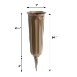 Metallic Bronze Plastic Cemetery Vase, 2-Pack