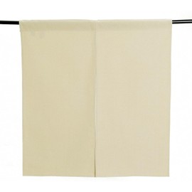 Kuai Noren Noren Wide 33.5 inches (85 cm) Length 35.4 inches (90 cm) Blindfold Long Kitchen Living Room Interior Heat Shielding Room Divider Restaurant Curtain Stylish Solid Color Plain Simple (Beige)