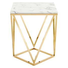 Modway EEI-4206-GLD-WHI Vertex Gold Metal Stainless Steel End Table, Gold White