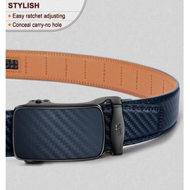 KEMISANT Men's Belt, Automatic Leather Belt, Men's Ratchet for Men, Business Suit, 35 mm Belt without Holes, Navy Blue4298, 140 cm/42"- 48"waist adjustable