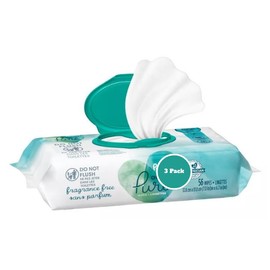 Aqua Sensitive Baby Wipes with Pop-Top, Fragrance-Free, 56 Wipes per Pack, Pack of 3 (168 Total Wipes)