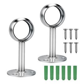 Lahviuu Wardrobe Rail Holder, 2 Pieces Clothes Rail Cupboard Clothes Rail Holder Stainless Steel Round Tube Holder Cupboard Rail Clothes Rail for Clothes Airer, Kitchen, Cupboard (32 mm)