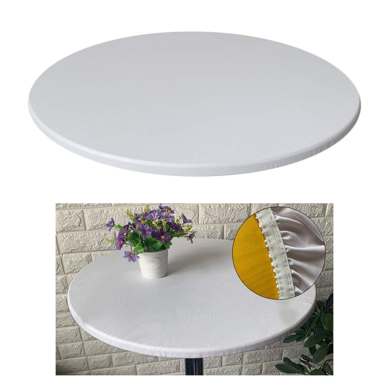 Perfk Waterproof Polyester Fitted Table Cover Cloth Decorative Round Tablecover