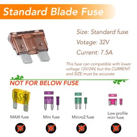 Gaoekoius 50 pcs 7.5A Automotive Stand Blade Fuse Kits Standard Blade Type Fuse Replacement for Car/RV/Truck/Motorcycle/Boat etc