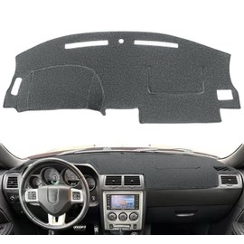 Dash Cover Mat for Dodge Challenger with Light Sensor w/o Speaker Cutout,Dashboard Pad Carpet Protector K185 (Dark Gray)