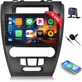 [4+64G] Android 13 Car Stereo for Ford Fusion Mondeo Mustang 2009-2012 with Wireless Carplay&Android Auto,10.1 Inch Car Radio with Mirror Link Bluetooth FM/RDS WiFi GPS EQ DSP SWC+AHD Backup Camera