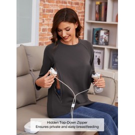 Ecavus 3-Pack Breastfeeding Shirts with Hidden Zippers Comfort and Soft Nursing Shirts for Women