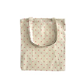 Chezi Red Heart Cotton Canvas Tote Bag Beige