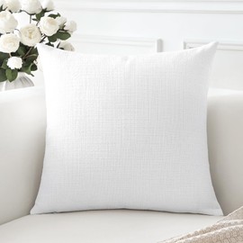 OTOSTAR Linen Throw Pillow Cover Set of 1 Decorative Square Pillowcases Cushion Covers 18x18 Inch for Home Decor Sofa Bedroom Car 45 x 45CM Pure White