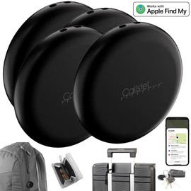Callstel Schlüsselfinder App: 4er-Set Mini-Schlüssel-/Gegenstandsfinder, AirTag-komp., MFi, schwarz (Schlüsseltracker, Bluetooth, Schlüssel Ortungsgeräte, GPS Tracker)