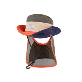 TAGVO Sun Hat Kids Bucket Hat, UV Sun Protection with Chin Strap, Cap with Removable Neck Flap, Wide Brim Sun Hats for Children 2-6 Years, orange brim