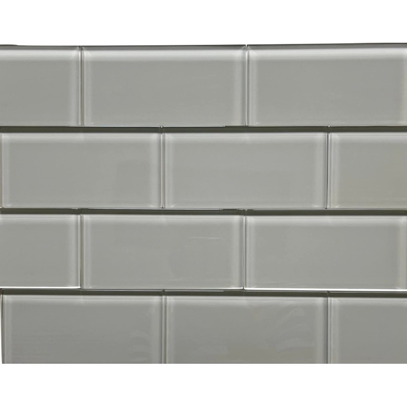 3x6 Cool Gray Color Wave Glass Tile - CW04 Sliver