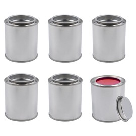 6 latas de pintura de metal con tapas (tamaño de 1/4 pinta), mini cubos de pintura vacíos sin forro de 1/2 taza para artes y manualidades, proyectos de bricolaje, pintura