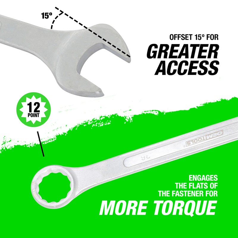 OEMTOOLS 22133 36mm Jumbo Combination Wrench, Chrome Plated, Raised Panel