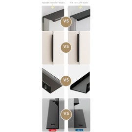 HY HUIJUN Pack of 4 Hidden Cabinet Handles, Cabinet Handles, Aluminium, Invisible Kitchen Handles, Door Handles, Drawer Handles, Handles for Wardrobe, Bedroom