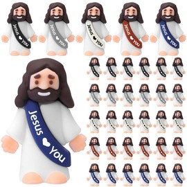 【Original Design】25/50 Pcs Mini Jesus Figures Little Jesus Figures Cute Jesus Ornament with Jesus Love You Slogan Mother's Day Gift to Hide and Seek Religious Party Favors Sunday School Baptism Gifts Home Decoration:_50 Pcs Retro Color